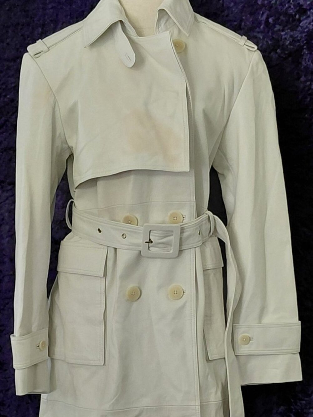 Remain Birger Christensen Pirello Bright White Leather Trench Coat Size 38 NWT